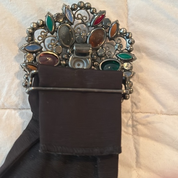 Juliana belt buckle. Vintage Black belt with the stunning buckle. It is metal main image 8